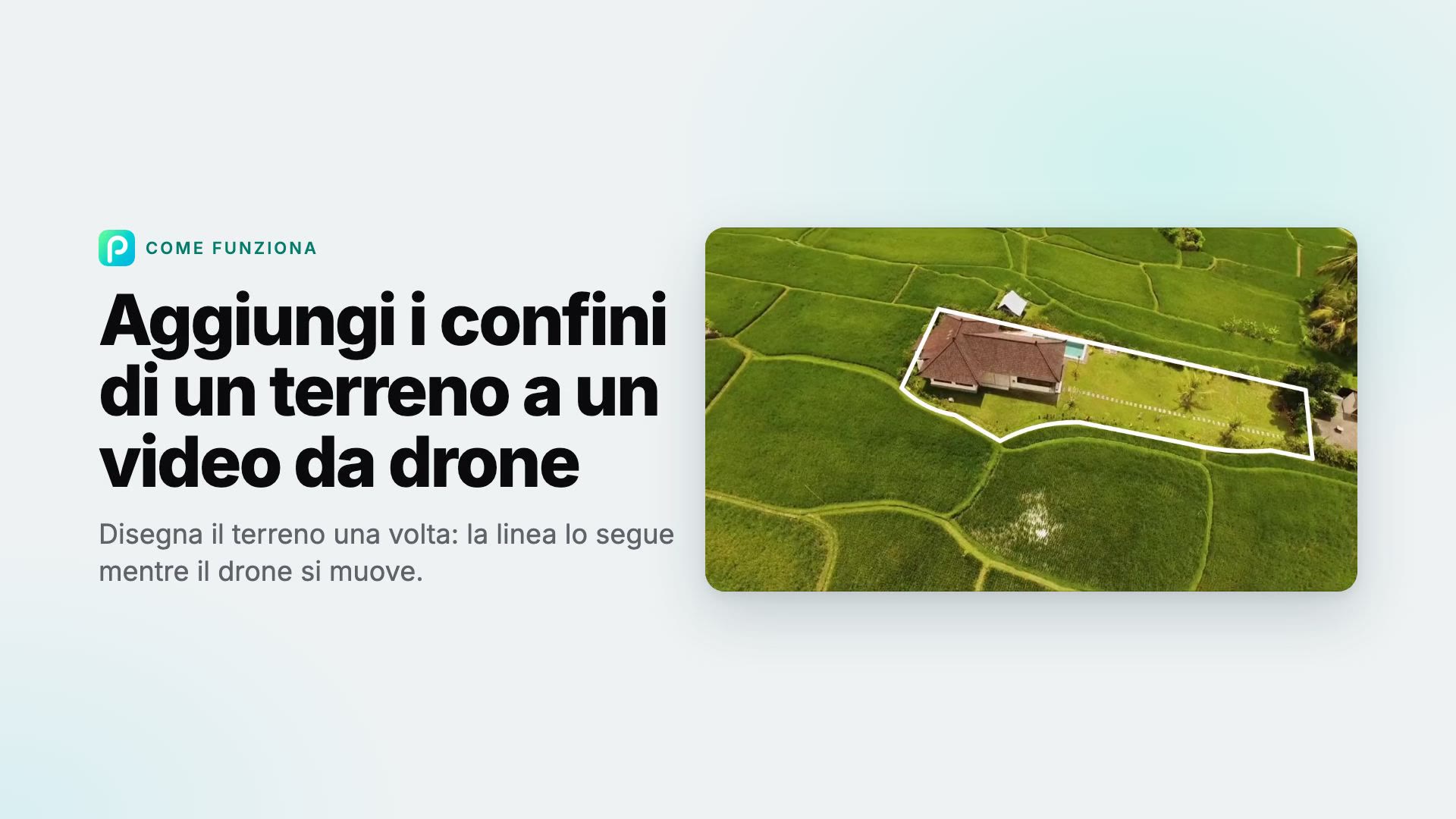 Come aggiungere i confini di un terreno a un video da drone con Pixly