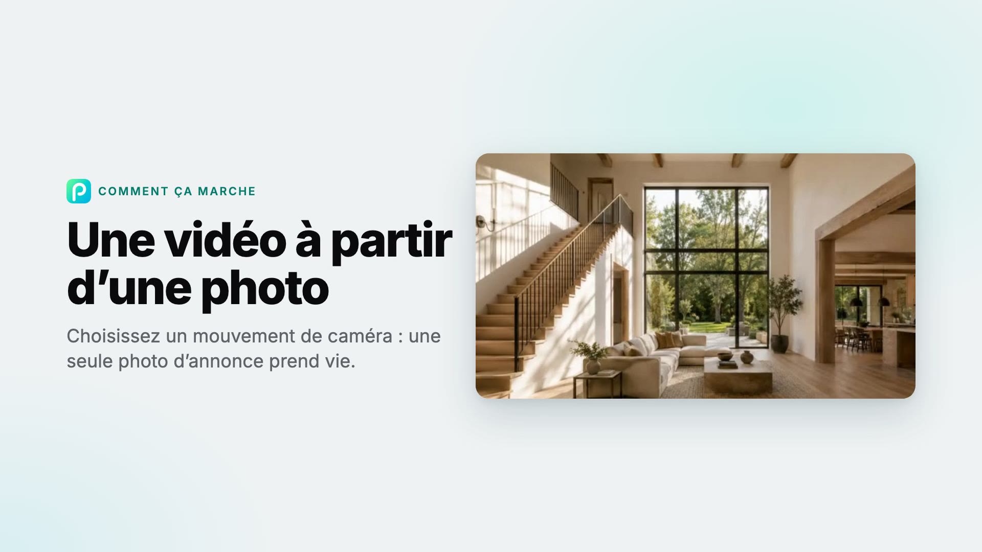 Comment transformer une photo immobilière en vidéo dans Pixly